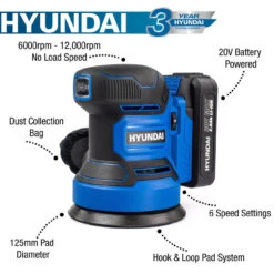Hyundai 20V MAX Lithium-Ion Cordless Rotary Sander | HY2180 36 Hyundai 20V MAX Lithium-Ion Cordless Rotary Sander | HY2180 -Home Tools Store 19776 43637 43513252 1d5d 4261 8b47 c79e9781644c