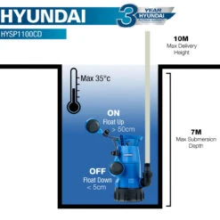 Hyundai 1100W Electric Clean And Dirty Water Submersible Water Pump / Sub Pump | HYSP1100CD -Home Tools Store 21979 94324 6770a2a4 a08a 4eb0 b122 3596aacda15c