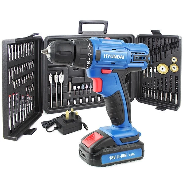 Hyundai HY2175 18v Li-Ion Cordless Drill Driver Includes 89 Drill Bit Accessories & Carry Case 3 Hyundai HY2175 18v Li-Ion Cordless Drill Driver Includes 89 Drill Bit Accessories & Carry Case