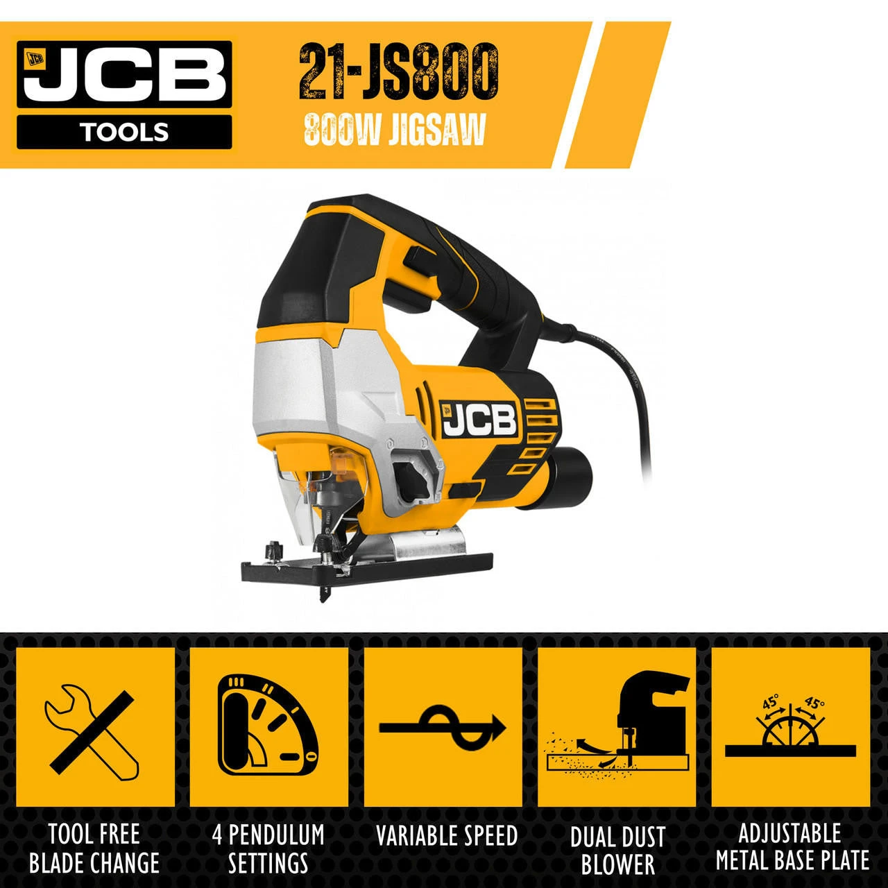 JCB Corded Electric Jigsaw 800W 240V | 21-JS800 11 JCB Corded Electric Jigsaw 800W 240V | 21-JS800 - Image 9