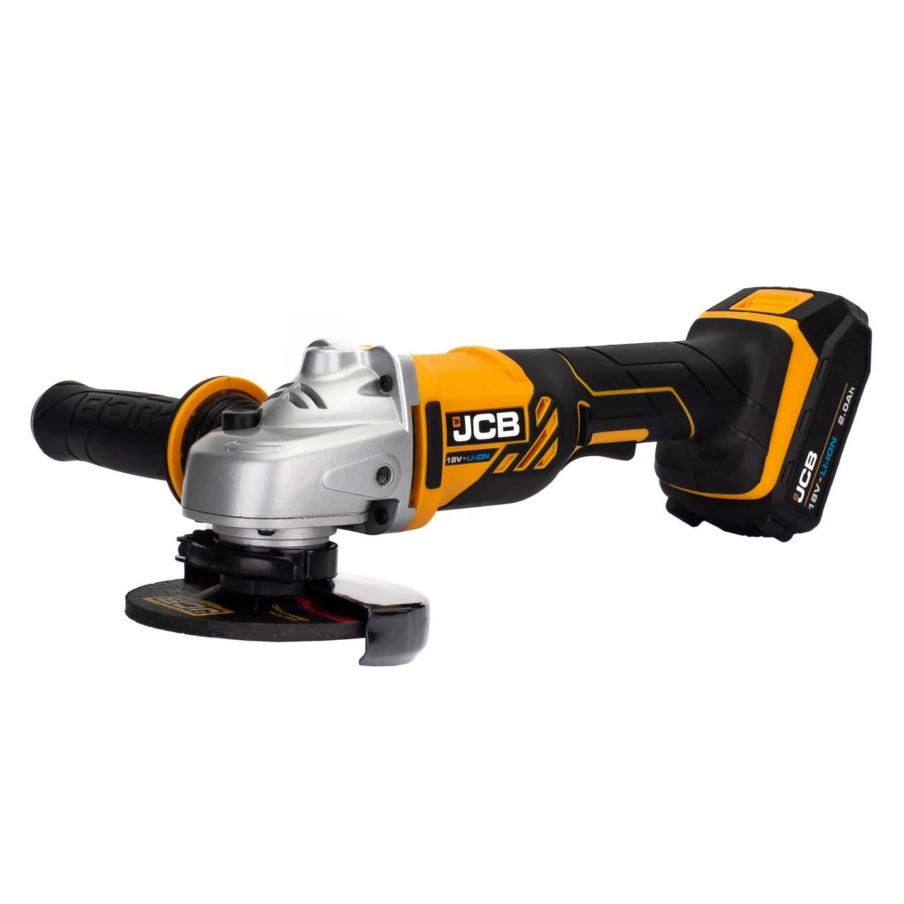 JCB 18V Battery Angle Grinder With 2x 2.0Ah Lithium-ion Battery And 2.4A Charger | JCB-18AG-2-V2 4 JCB 18V Battery Angle Grinder With 2x 2.0Ah Lithium-ion Battery And 2.4A Charger | JCB-18AG-2-V2 - Image 2