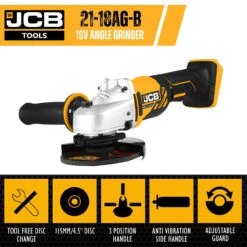 JCB 18V Battery Angle Grinder With 2x 2.0Ah Lithium-ion Battery And 2.4A Charger | JCB-18AG-2-V2 20 JCB 18V Battery Angle Grinder With 2x 2.0Ah Lithium-ion Battery And 2.4A Charger | JCB-18AG-2-V2 -Home Tools Store 30926 87059 cc641ea2 365d 4b86 a7c6 df5898d2d943