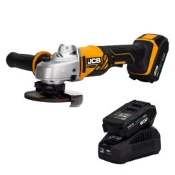 JCB 18V Battery Angle Grinder With 2x 2.0Ah Lithium-ion Battery And 2.4A Charger | JCB-18AG-2-V2