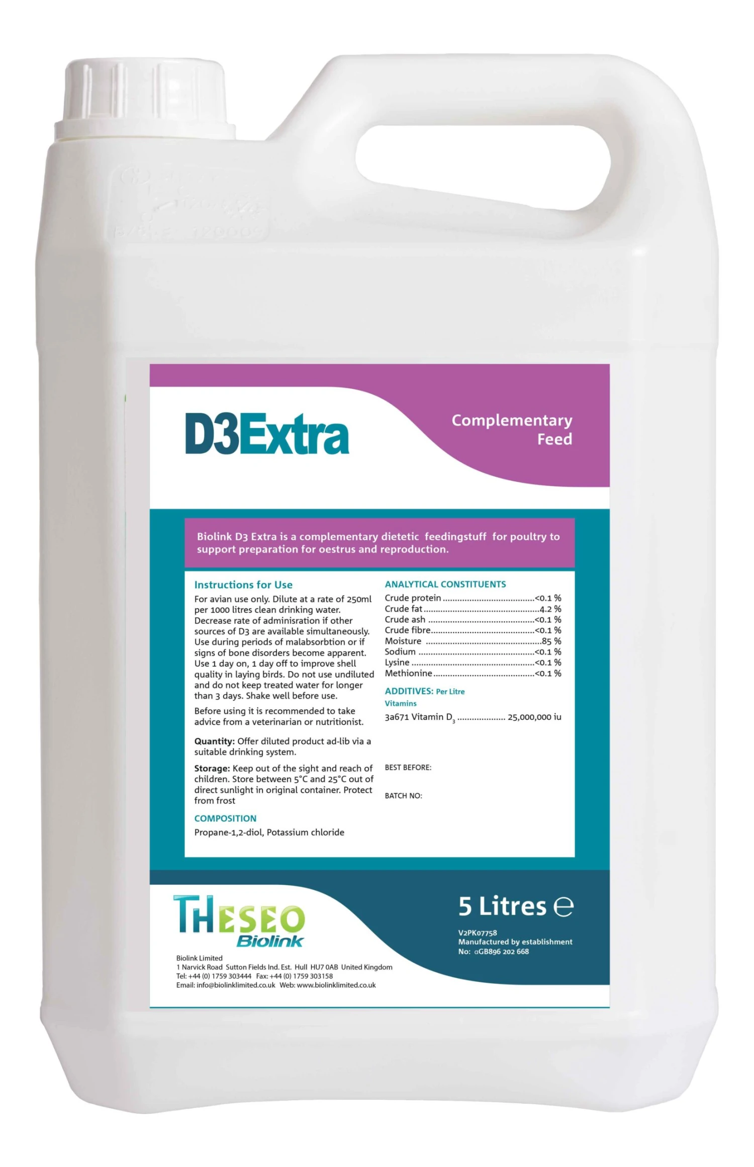 D3 Extra - Vitamin D3 Preparation - 5Lt - Short Date - Only 2 Left. 3 D3 Extra - Vitamin D3 Preparation - 5Lt - Short Date - Only 2 Left.
