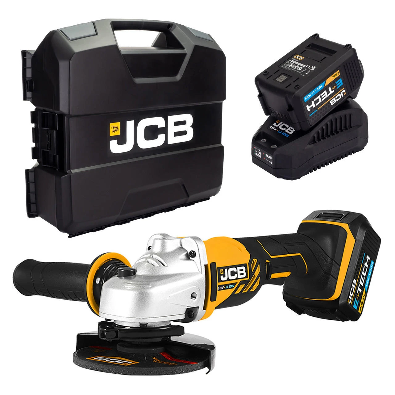 JCB 18V Angle Grinder 2x 4.0Ah Lithium-Ion Batteries With 2.4A Fast Charger In W-Boxx 136 Power Tool Case | 21-18AG-4-WB 3 JCB 18V Angle Grinder 2x 4.0Ah Lithium-Ion Batteries With 2.4A Fast Charger In W-Boxx 136 Power Tool Case | 21-18AG-4-WB