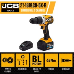 JCB 18V BRUSHLESS COMBI DRILL 5.0AH LITHIUM-ION BATTERY AND 2.4A CHARGER | JCB-18BLCD-5X-B -Home Tools Store jcb tools jcb 18v brushless combi drill 5.0ah battery and 2.4a charger or jcb 18blcd 5x b 67816 d8df9bd7 c652 4ea2 9f33 cf85938e40e5