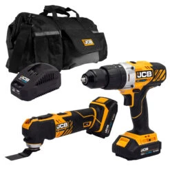 JCB 18V Combi Drill Multi Tool Kit 2x 2.0ah Lithium-Ion Batteries And Charger In 20" Kit Bag | 21-18MTCD-2