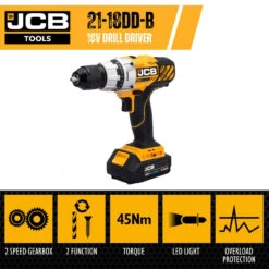 JCB 18V Drill Driver 1x2.0Ah Lithium-Ion Battery And 2.4A Fast Charger | 21-18DD-2XB 23 JCB 18V Drill Driver 1x2.0Ah Lithium-Ion Battery And 2.4A Fast Charger | 21-18DD-2XB -Home Tools Store jcb tools jcb 18v drill driver 1x2.0ah 2.4a fast charger or 21 18dd 2xb 22266 24e8babc ed70 4583 8cc9 982b86cbdfa2